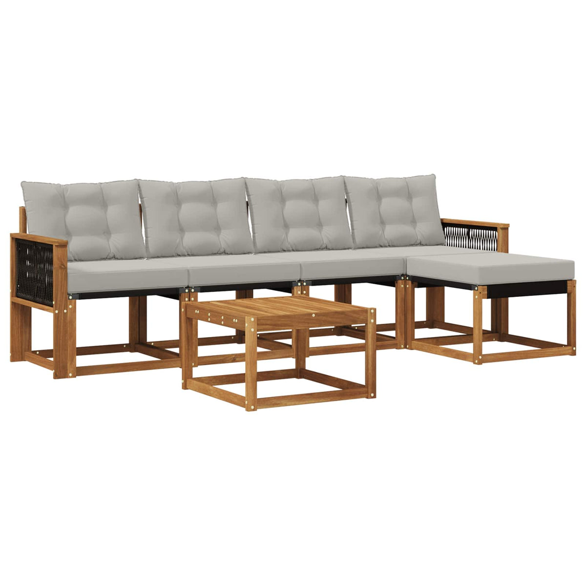 Set vanjskih sofa 6 kom. Prirodna i svjetlosiva