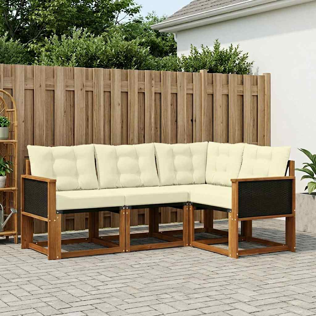 Set vanjskih sofa s jastukom 4 pcs Prirodna i krem