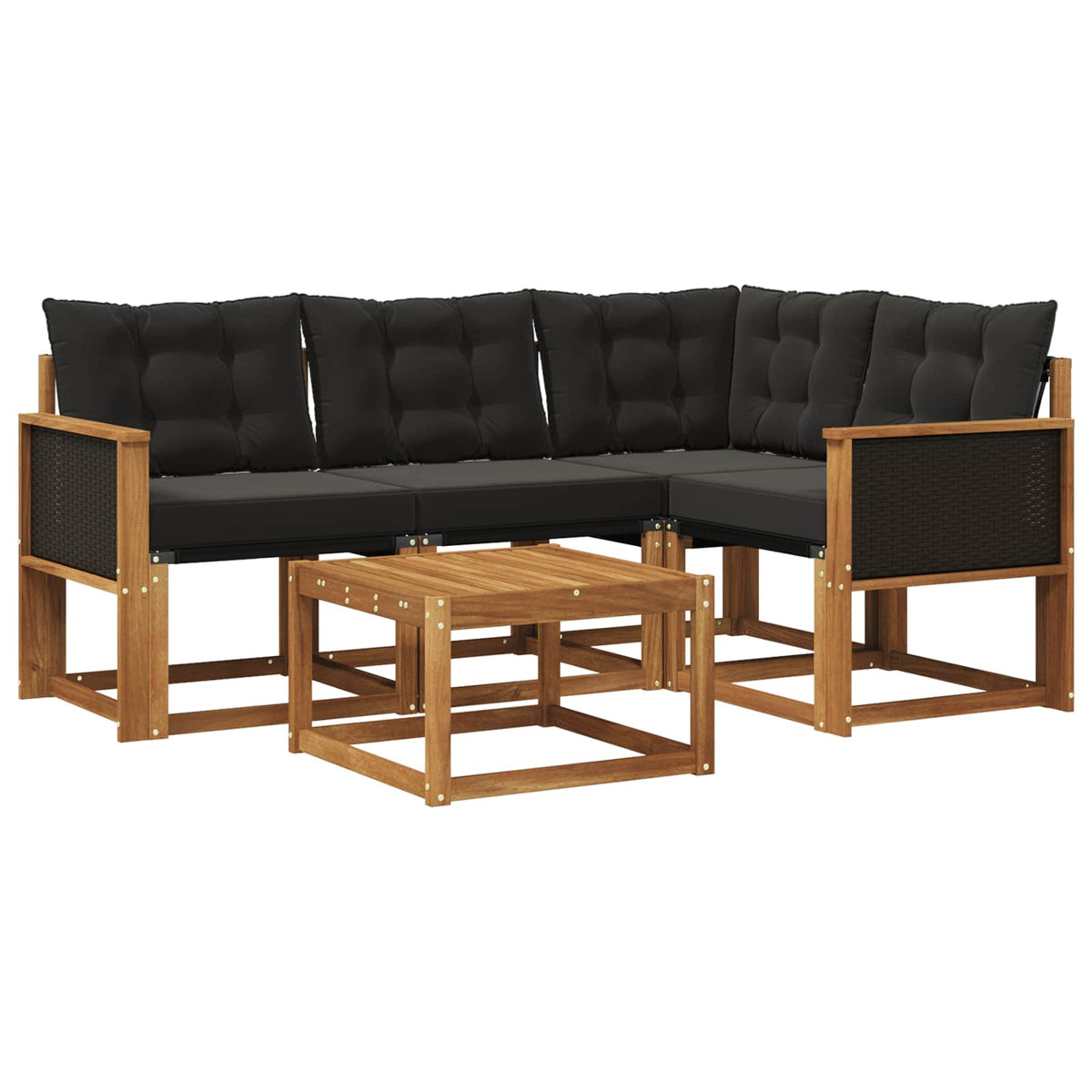 Set vanjskih sofa 5 kom. Prirodna i crna