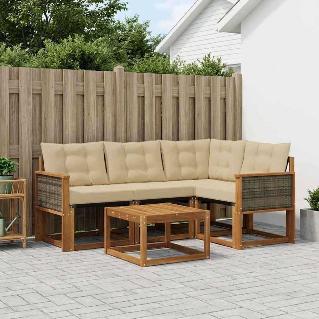 Set vanjskih sofa 5 kom. Prirodna i bež