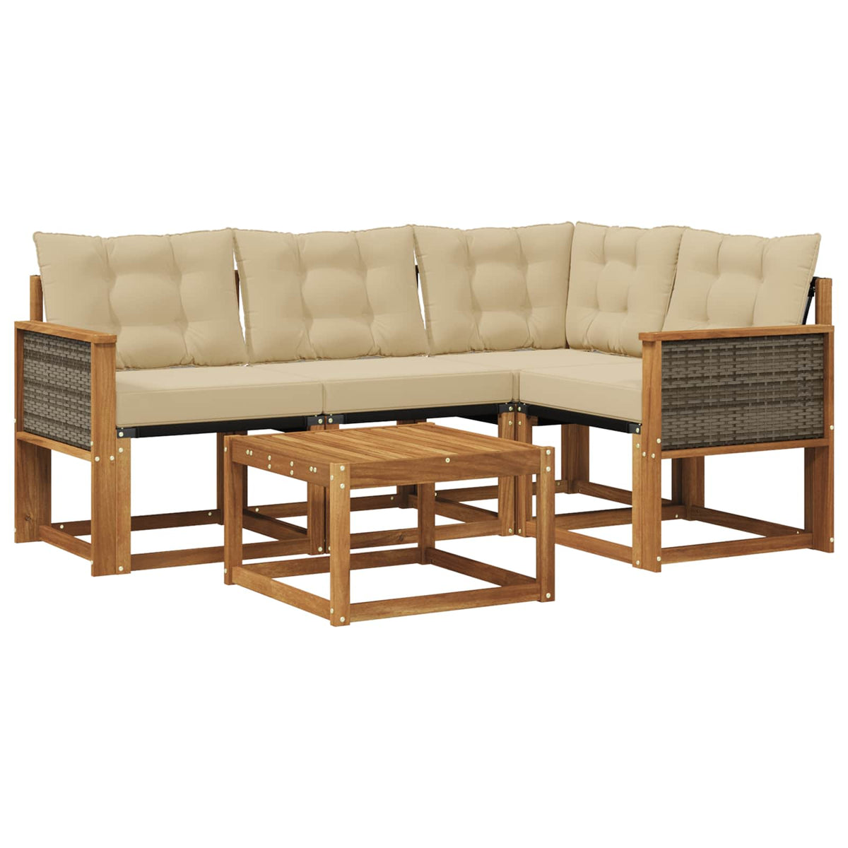 Set vanjskih sofa 5 kom. Prirodna i bež