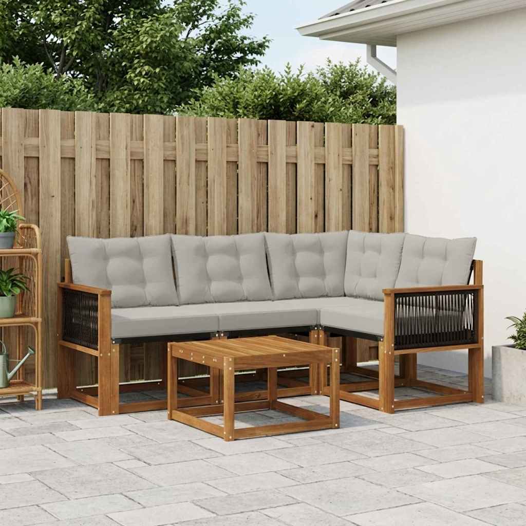 Set vanjskih sofa 5 kom. Prirodna i svjetlosiva