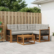 Set vanjskih sofa 5 kom. Prirodna i svjetlosiva