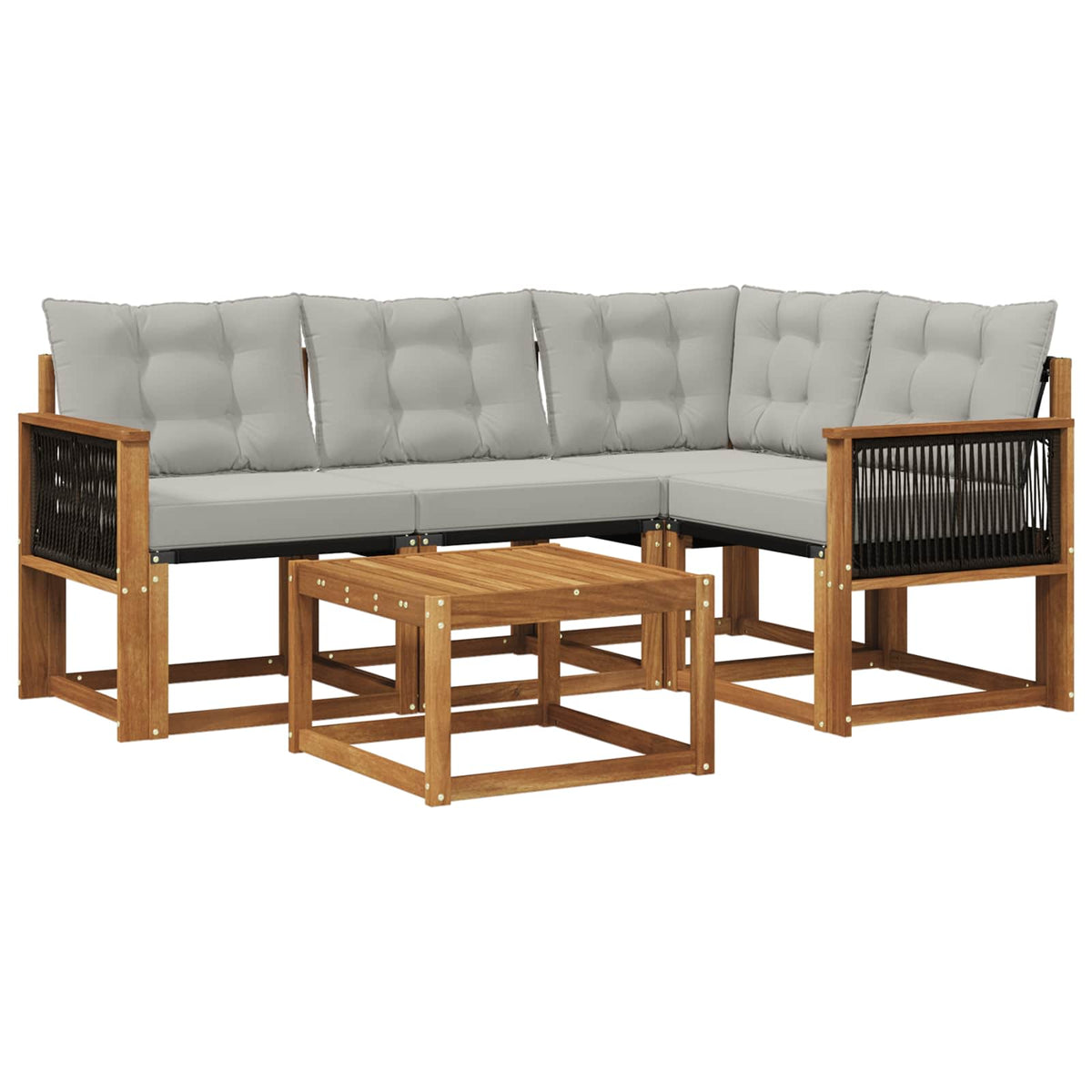 Set vanjskih sofa 5 kom. Prirodna i svjetlosiva