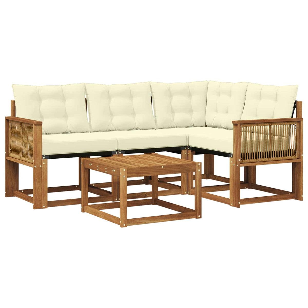 Set vanjskih sofa 5 kom. Prirodna i krem