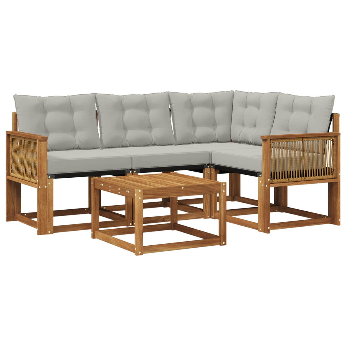 Set vanjskih sofa 5 kom. Prirodna i svjetlosiva