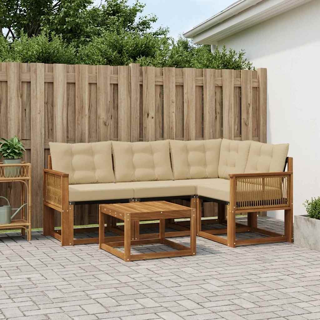Set vanjskih sofa 5 kom. Prirodna i bež