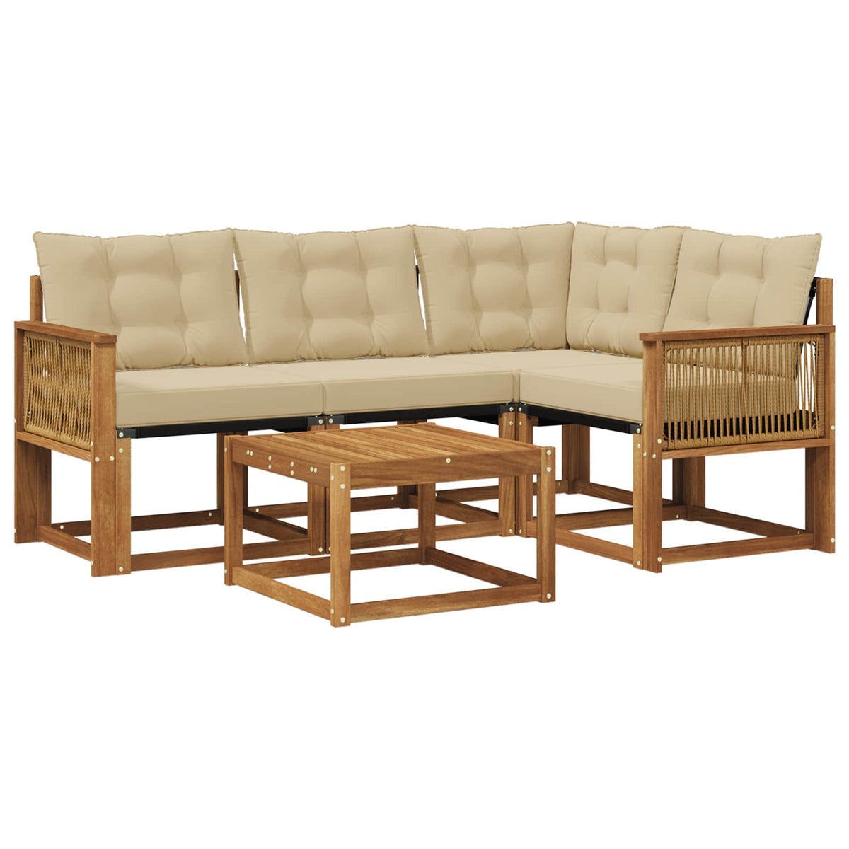 Set vanjskih sofa 5 kom. Prirodna i bež