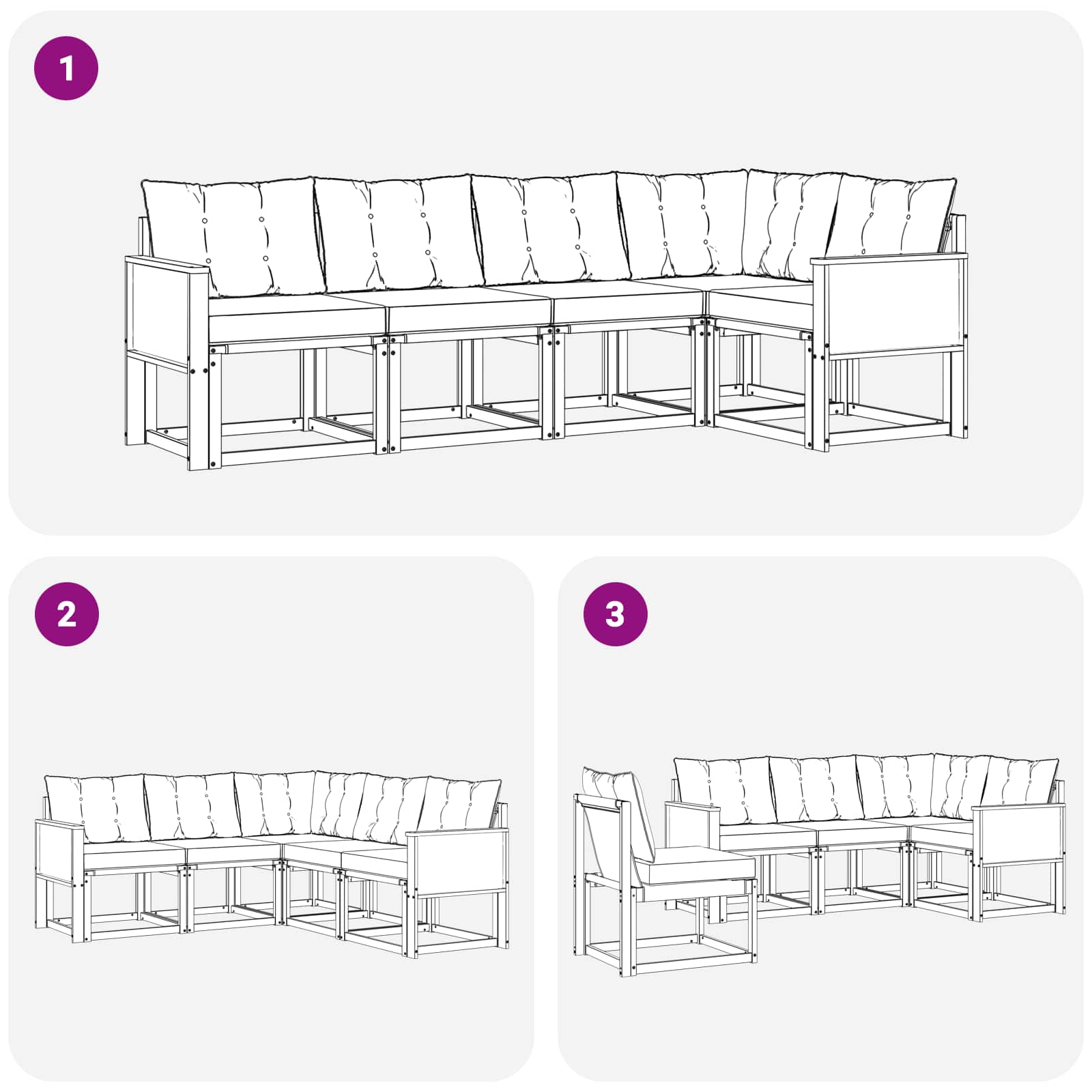Set vanjskih sofa 5 kom. Prirodna i crna