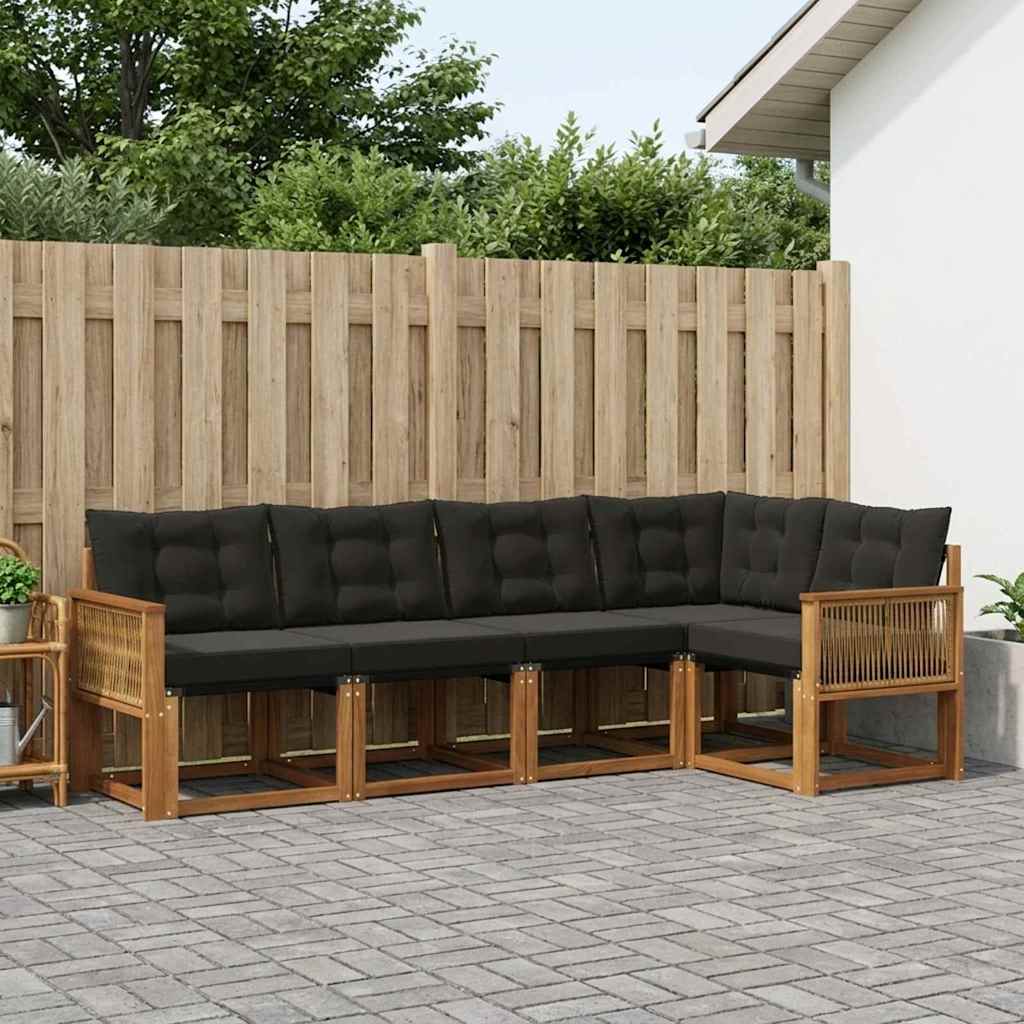 Set vanjskih sofa 5 kom. Prirodna i crna
