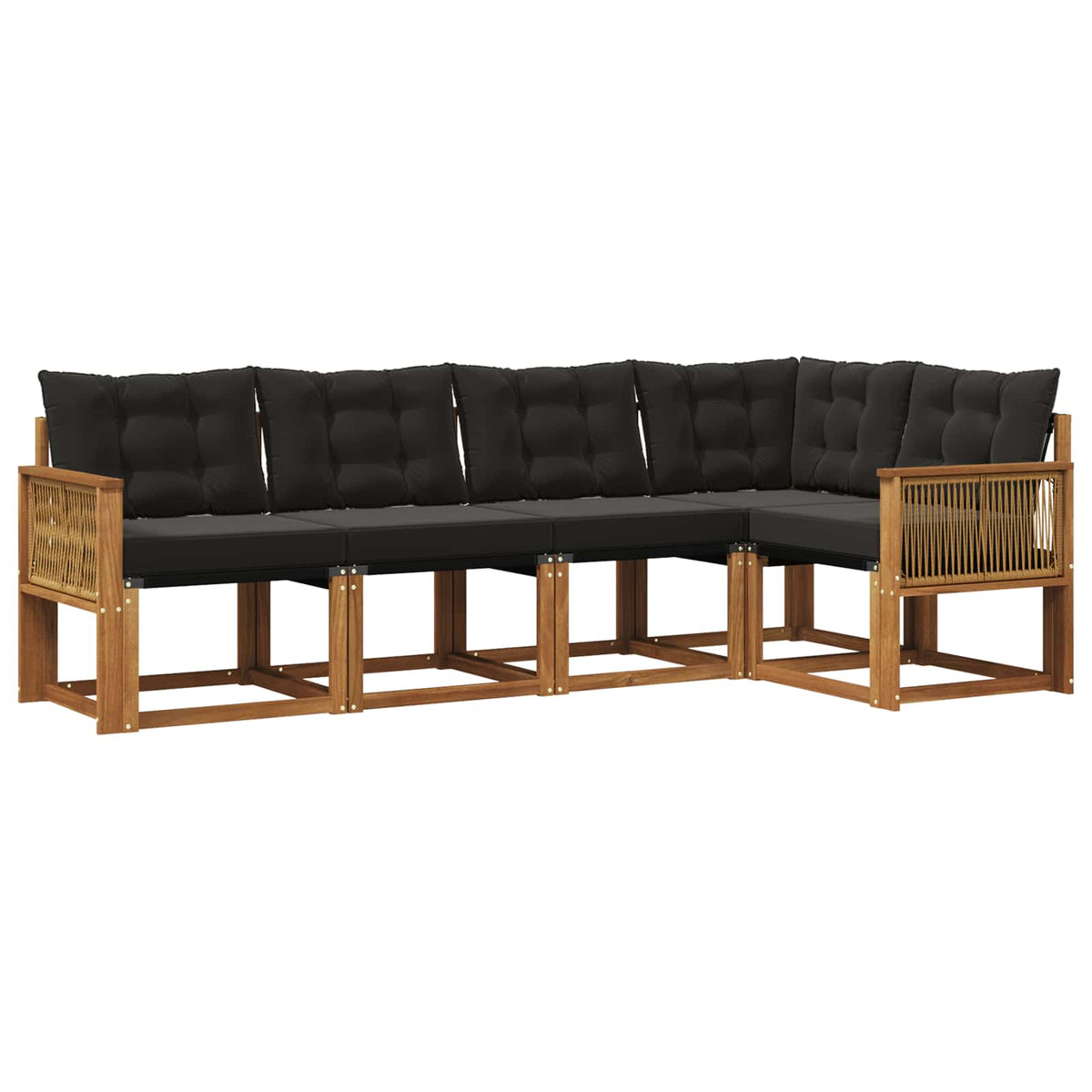 Set vanjskih sofa 5 kom. Prirodna i crna