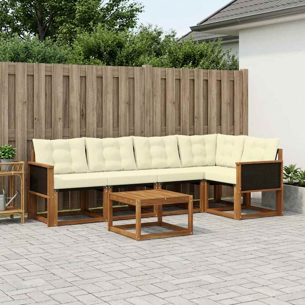Set vanjskih sofa 6 kom. Prirodna i krem