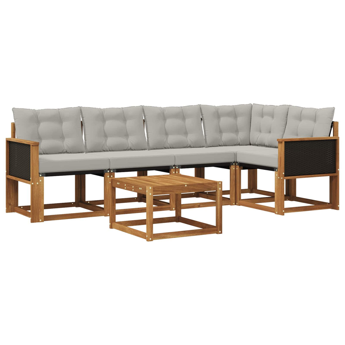 Set vanjskih sofa 6 kom. Prirodna i svjetlosiva