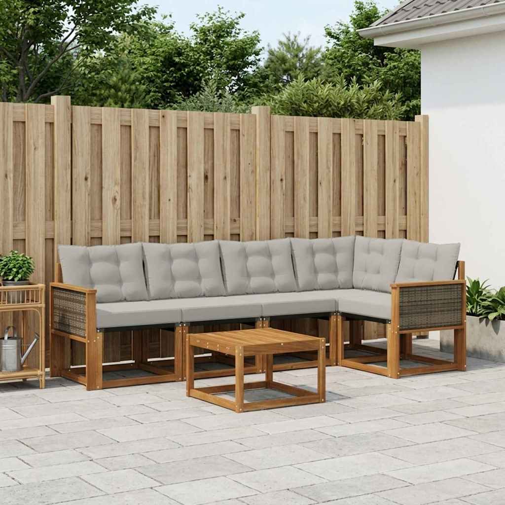 Set vanjskih sofa 6 kom. Prirodna i svjetlosiva