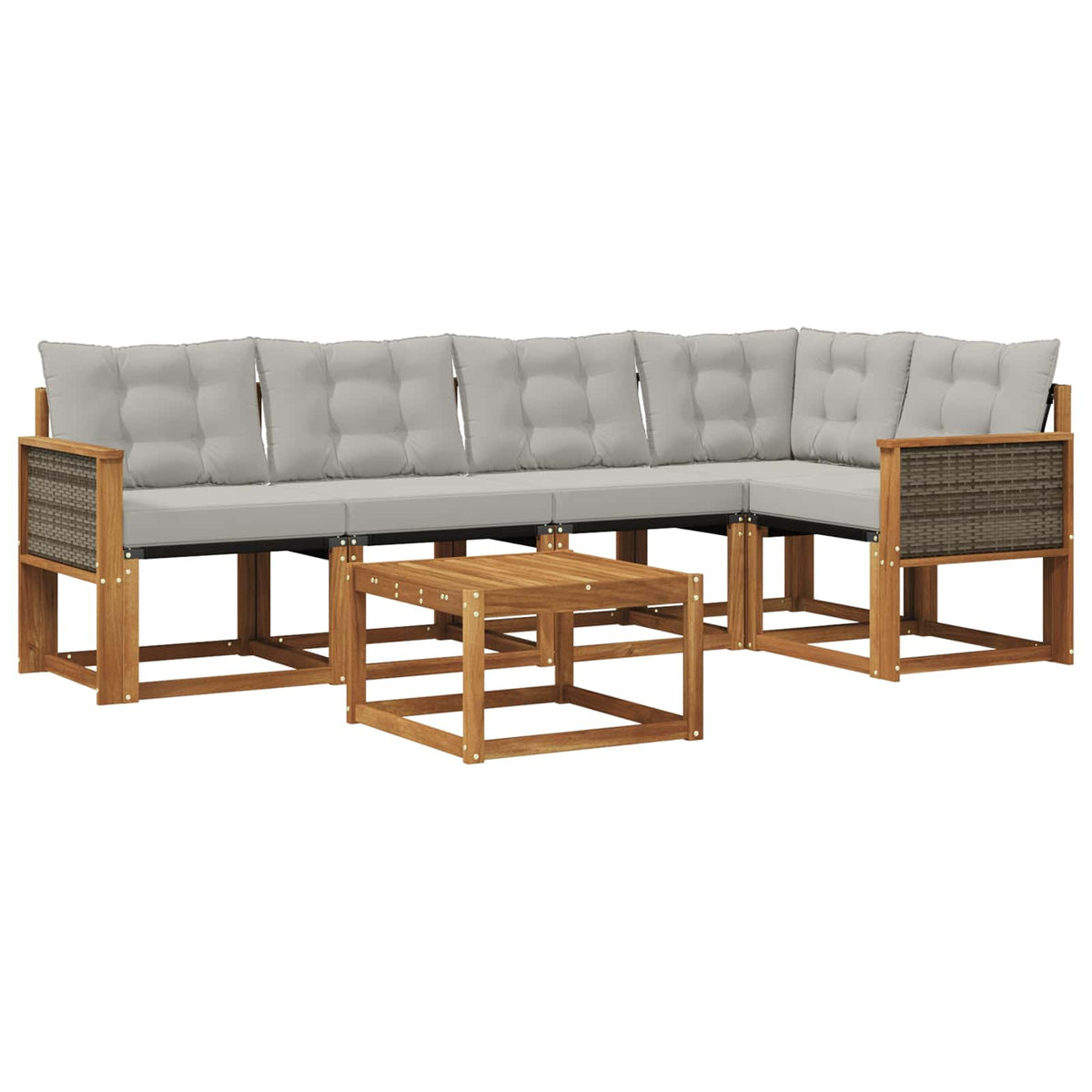 Set vanjskih sofa 6 kom. Prirodna i svjetlosiva