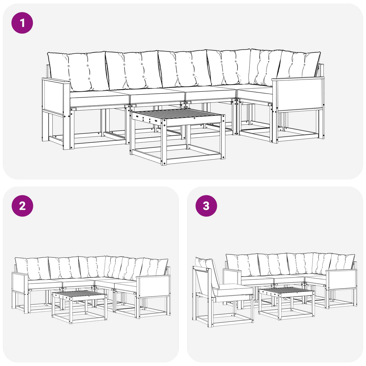 Set vanjskih sofa 6 kom. Prirodna i svjetlosiva