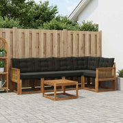 Set vanjskih sofa 6 kom. Prirodna i crna