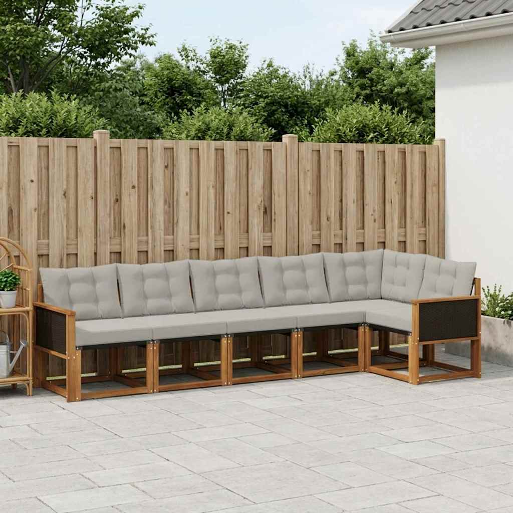 Set vanjskih sofa s jastukom 6 pcs Prirodna i svjetlosiva