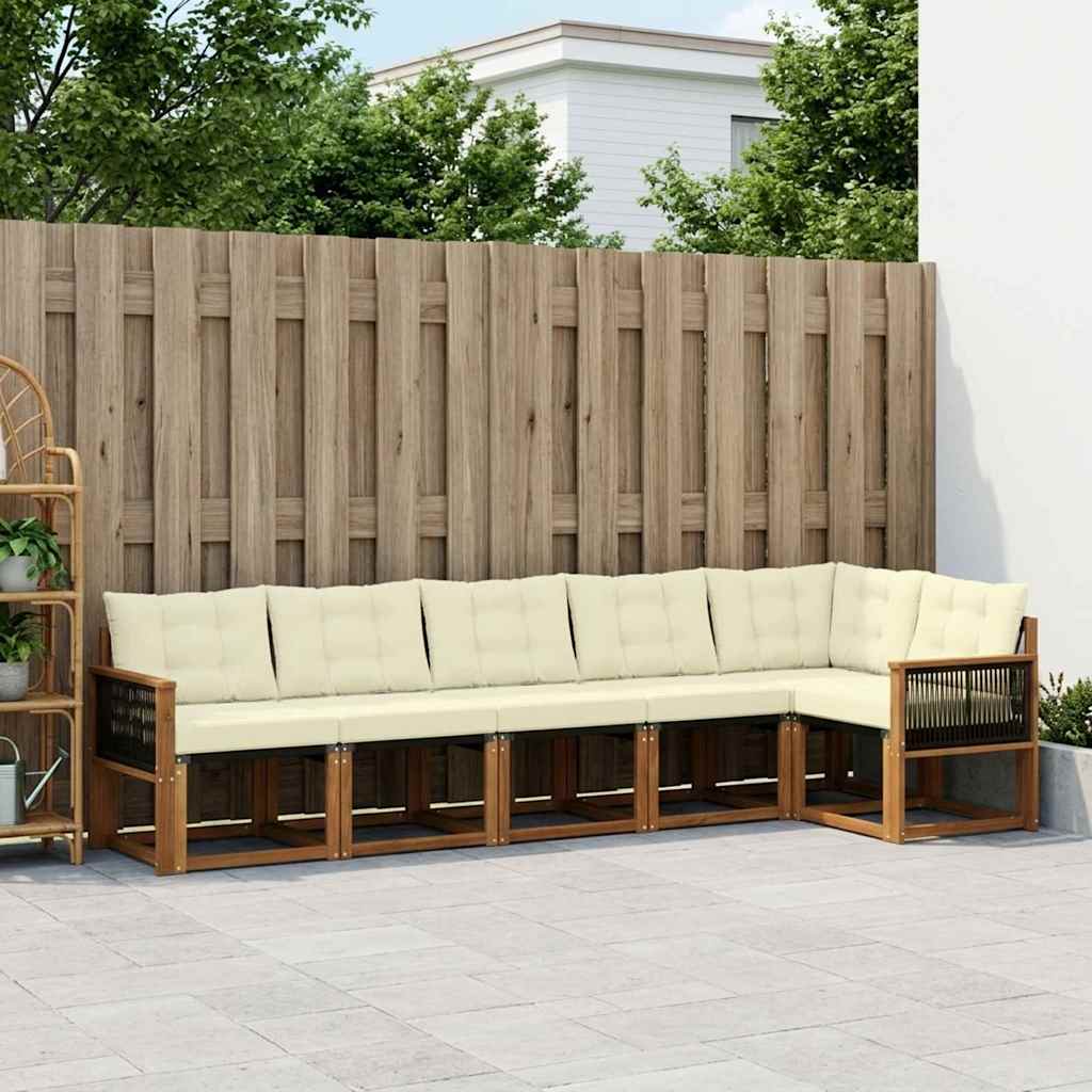 Set vanjskih sofa 6 kom. Prirodna i krem