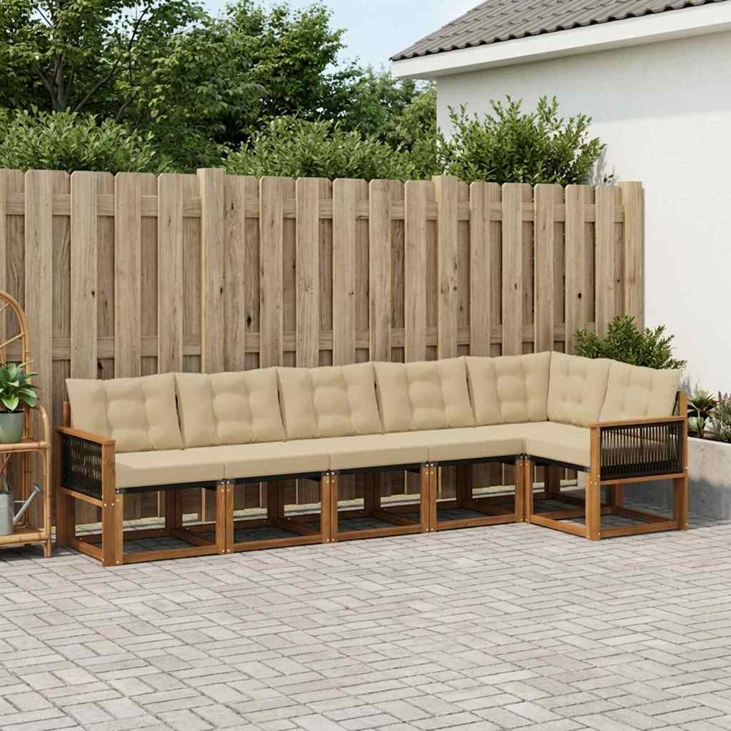 Set vanjskih sofa 6 kom. Prirodna i bež
