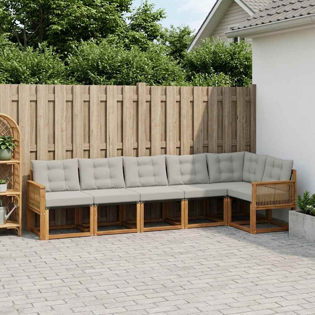 Set vanjskih sofa 6 kom. Prirodna i svjetlosiva
