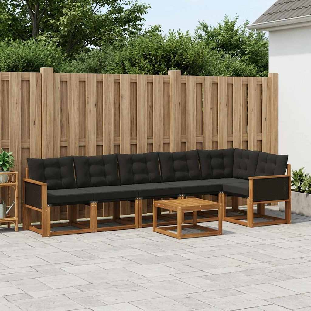 Set vanjskih sofa 7 kom. Prirodna i crna
