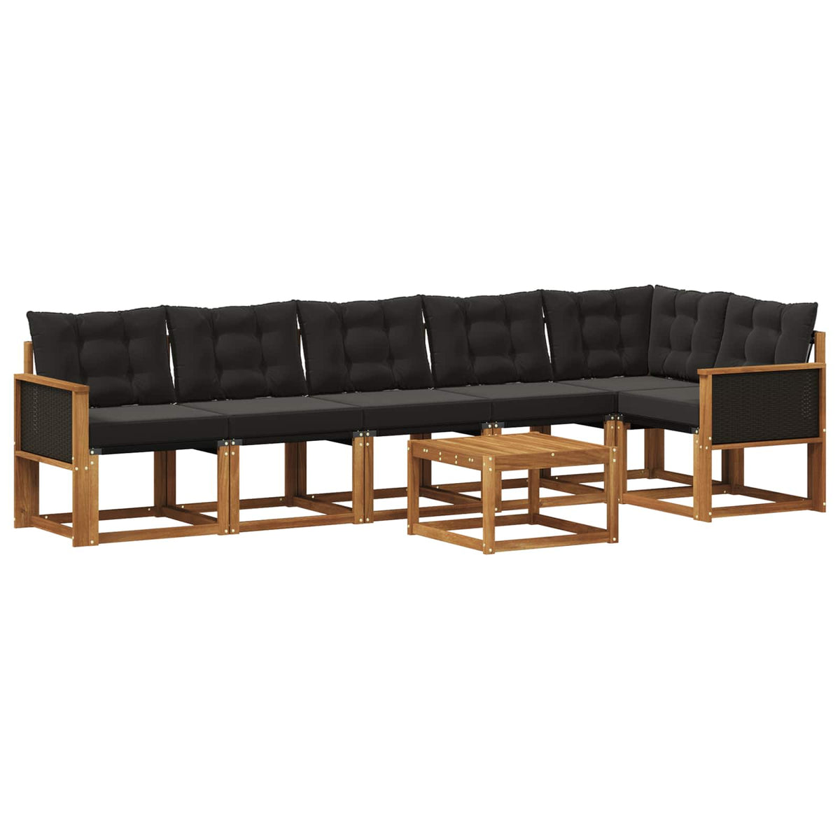 Set vanjskih sofa 7 kom. Prirodna i crna