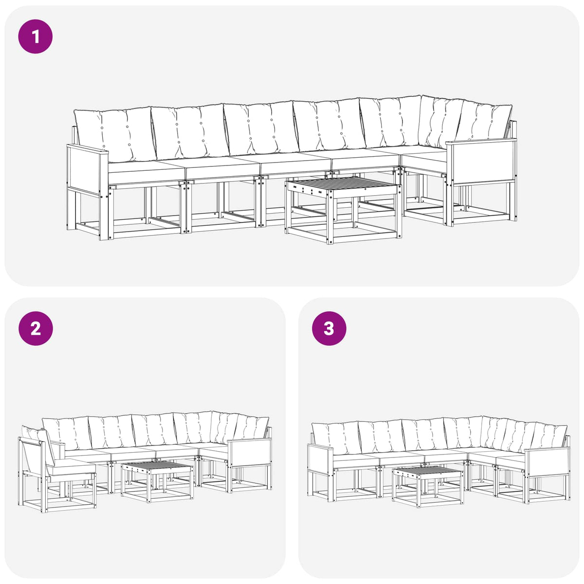Set vanjskih sofa 7 kom. Prirodna i svjetlosiva