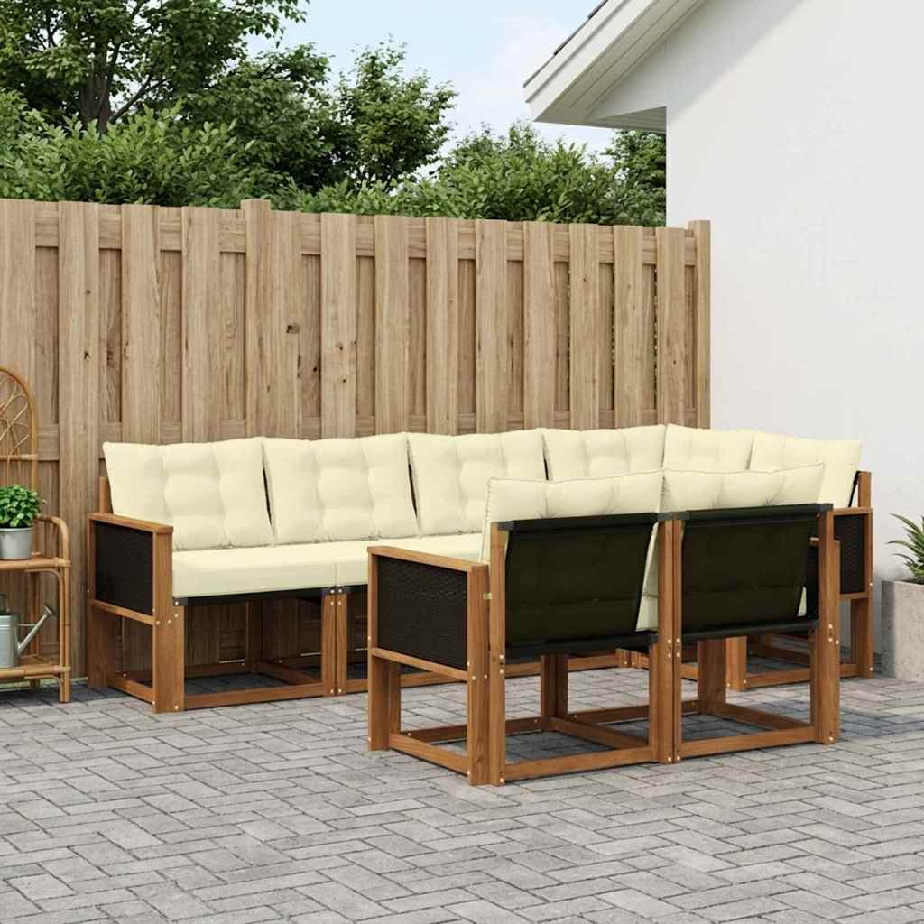Set vanjskih sofa s jastukom 7 pcs Prirodna i krem
