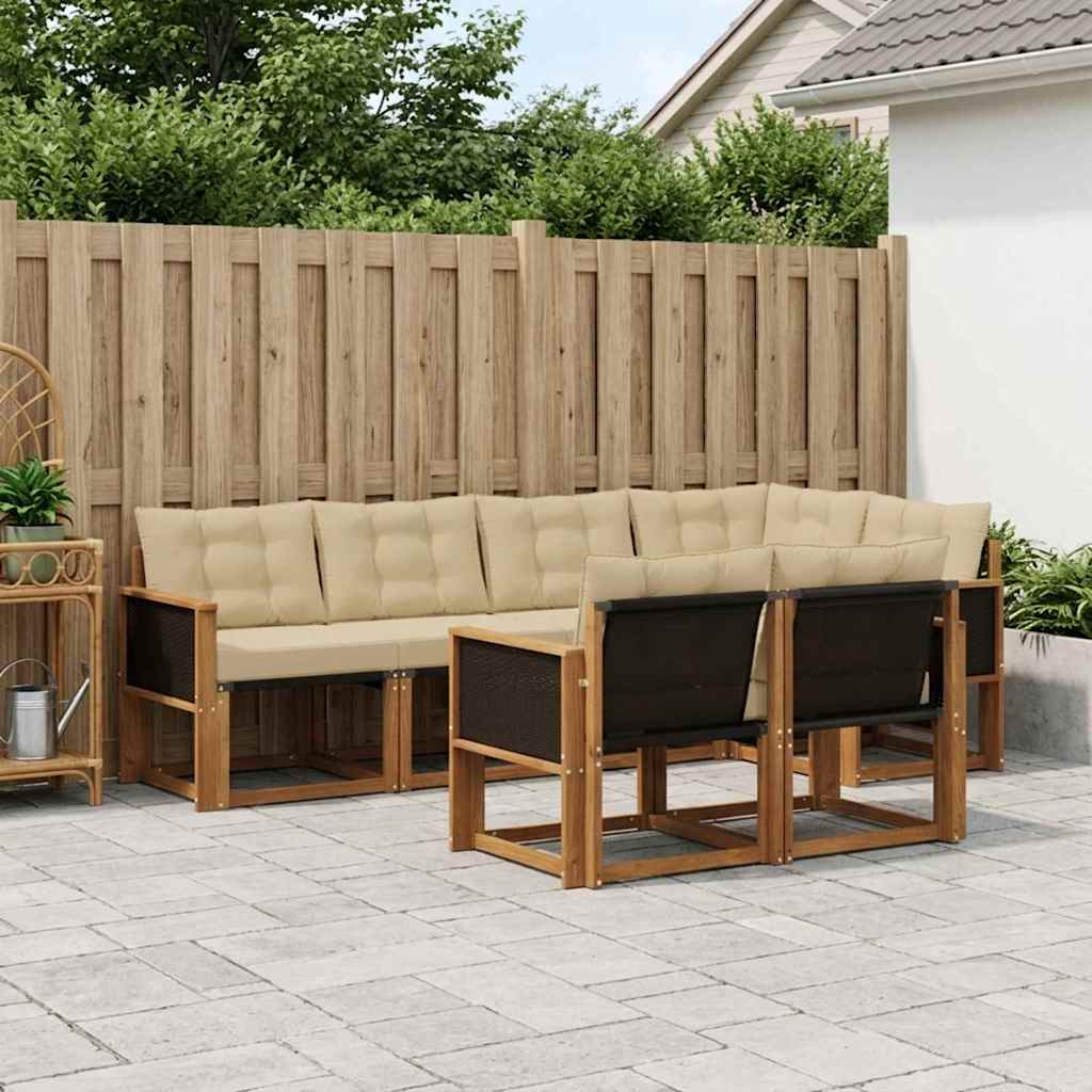 Set vanjskih sofa s jastukom 7 pcs Prirodna i bež