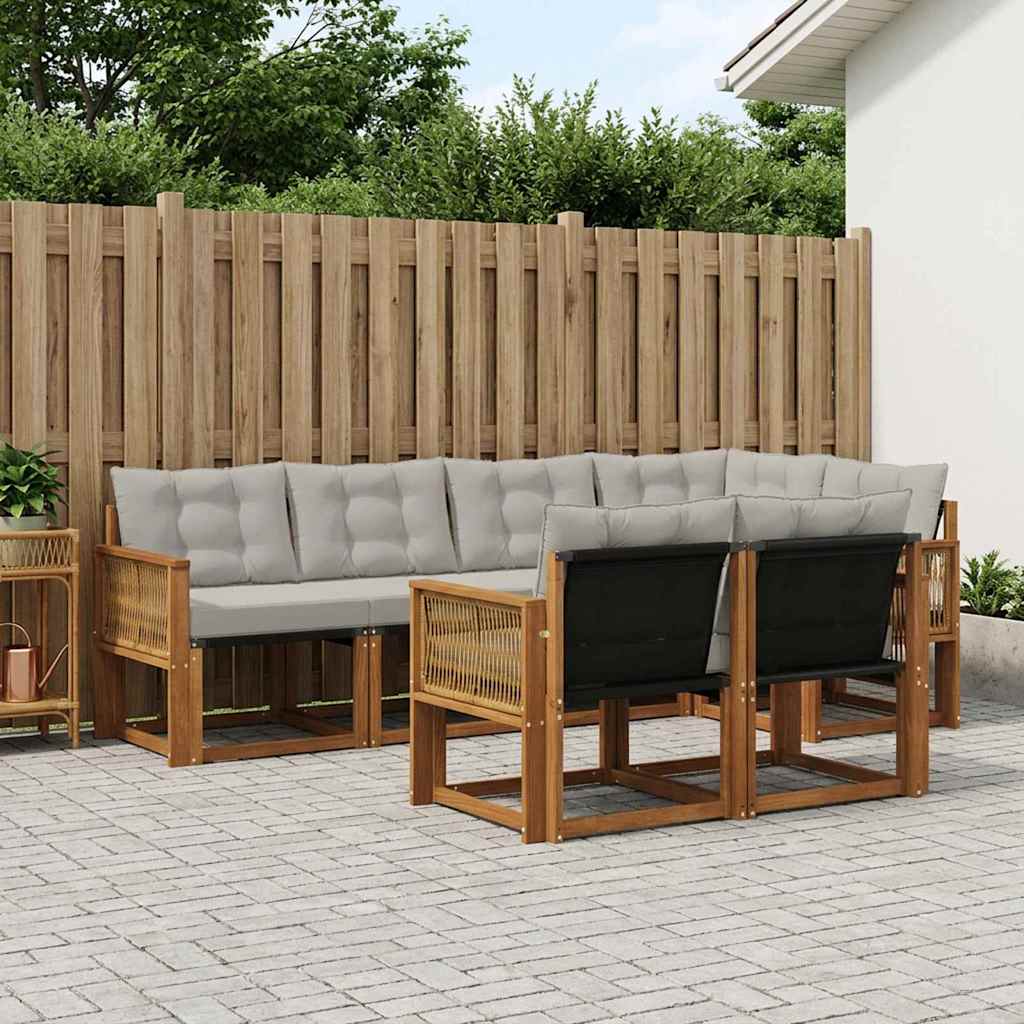 Set vanjskih sofa 7 kom. Prirodna i svjetlosiva