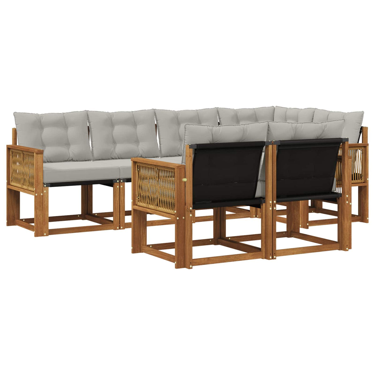 Set vanjskih sofa 7 kom. Prirodna i svjetlosiva