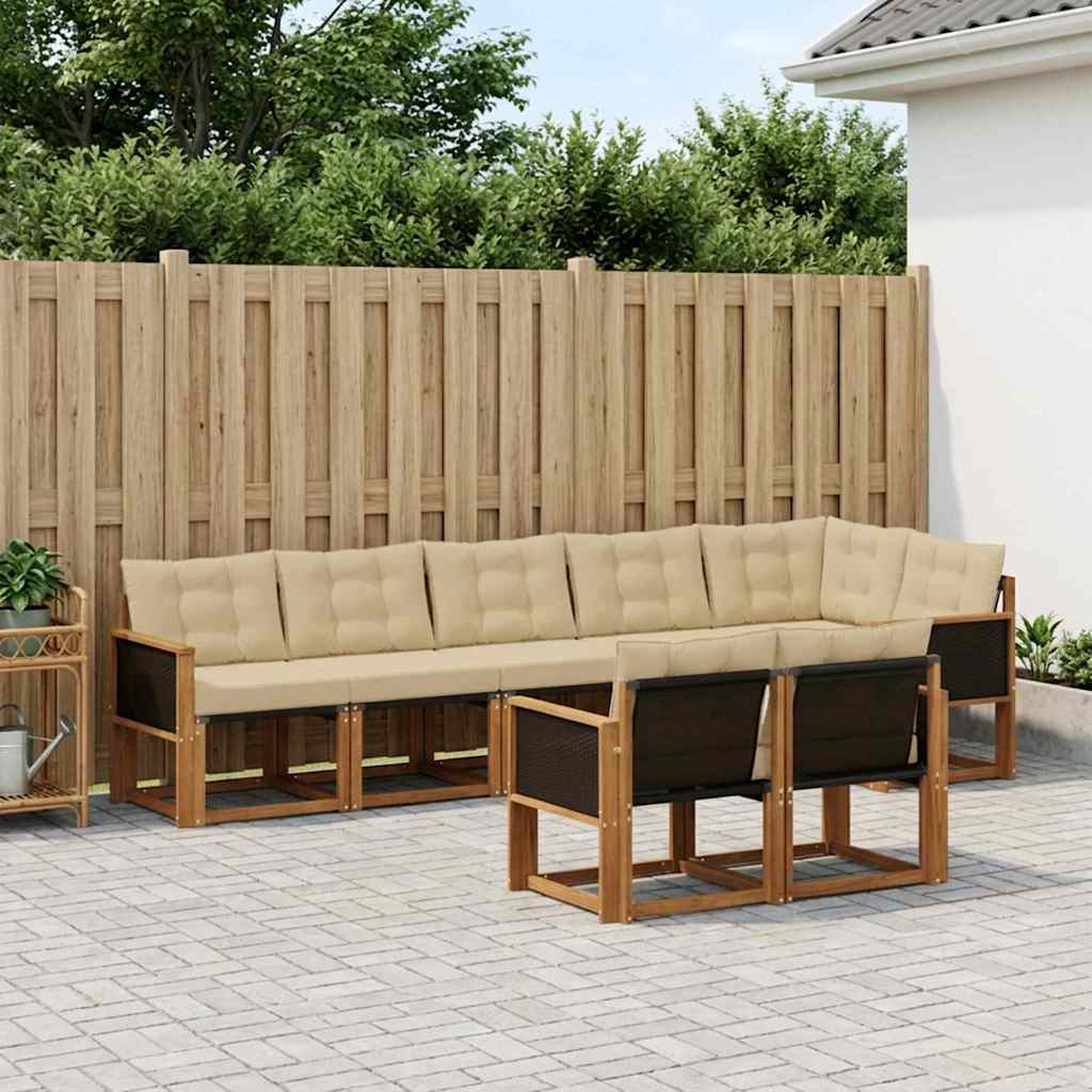 Set vanjskih sofa s jastukom 8 pcs Prirodna i bež