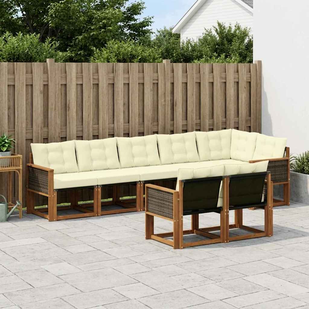 Set vanjskih sofa s jastukom 8 pcs Prirodna i krem