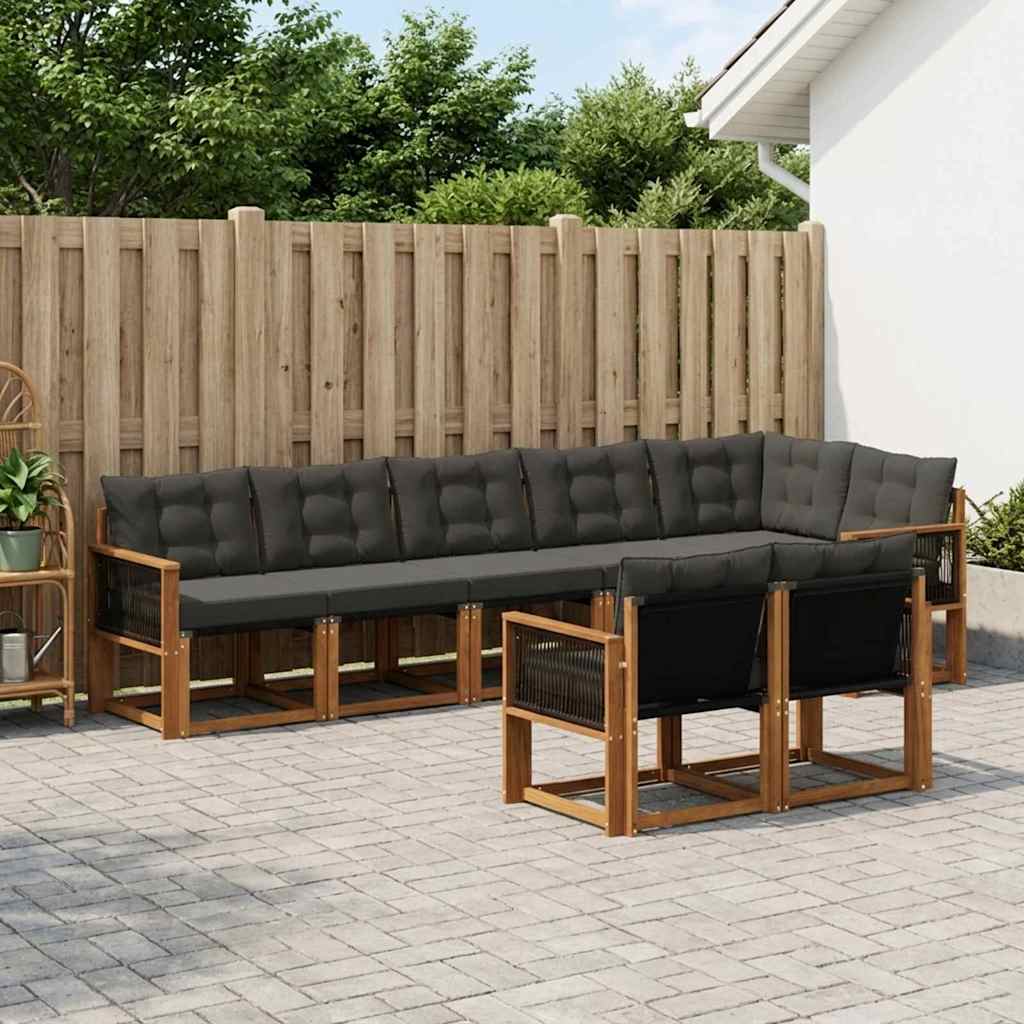Set vanjskih sofa 8 kom. Prirodna i crna