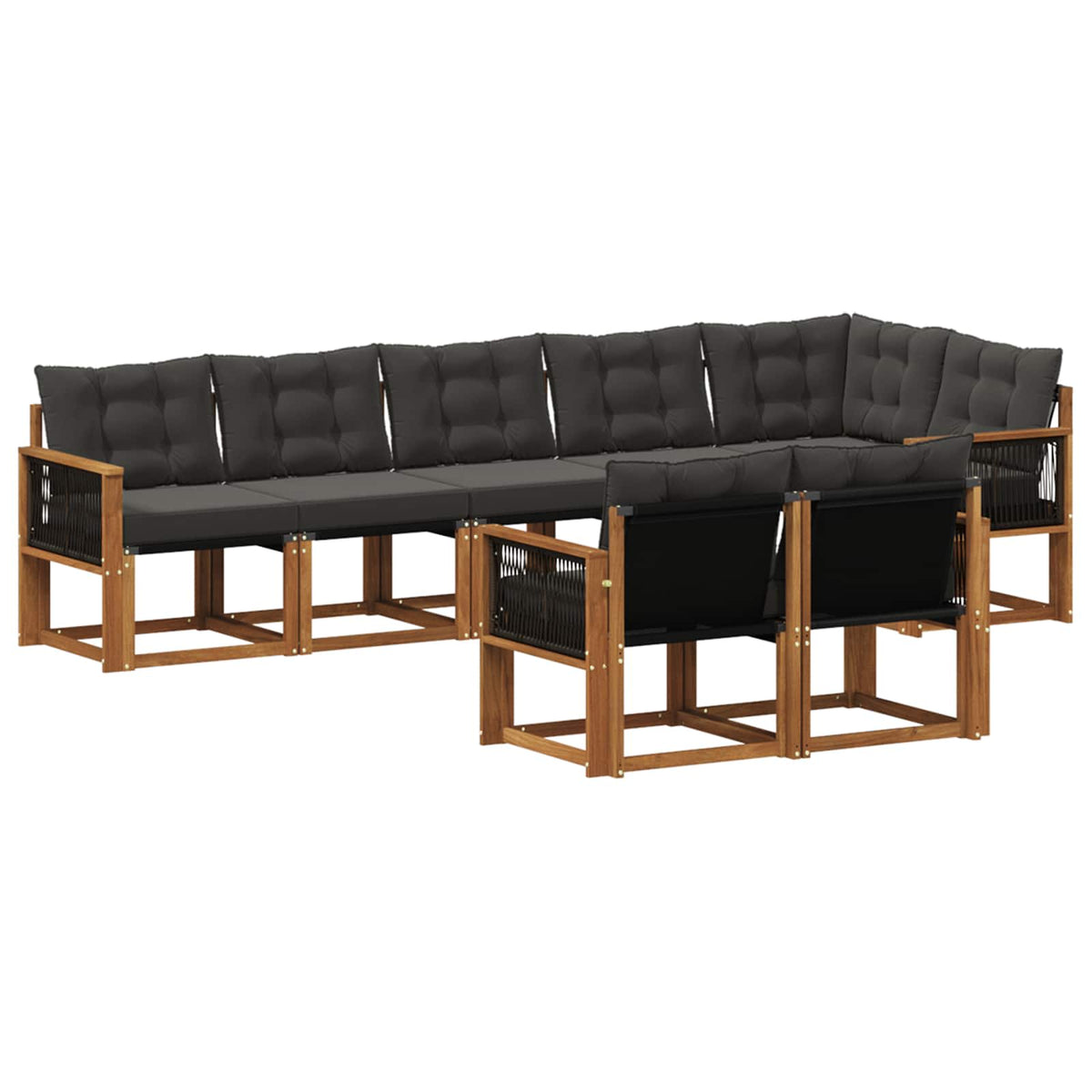 Set vanjskih sofa 8 kom. Prirodna i crna