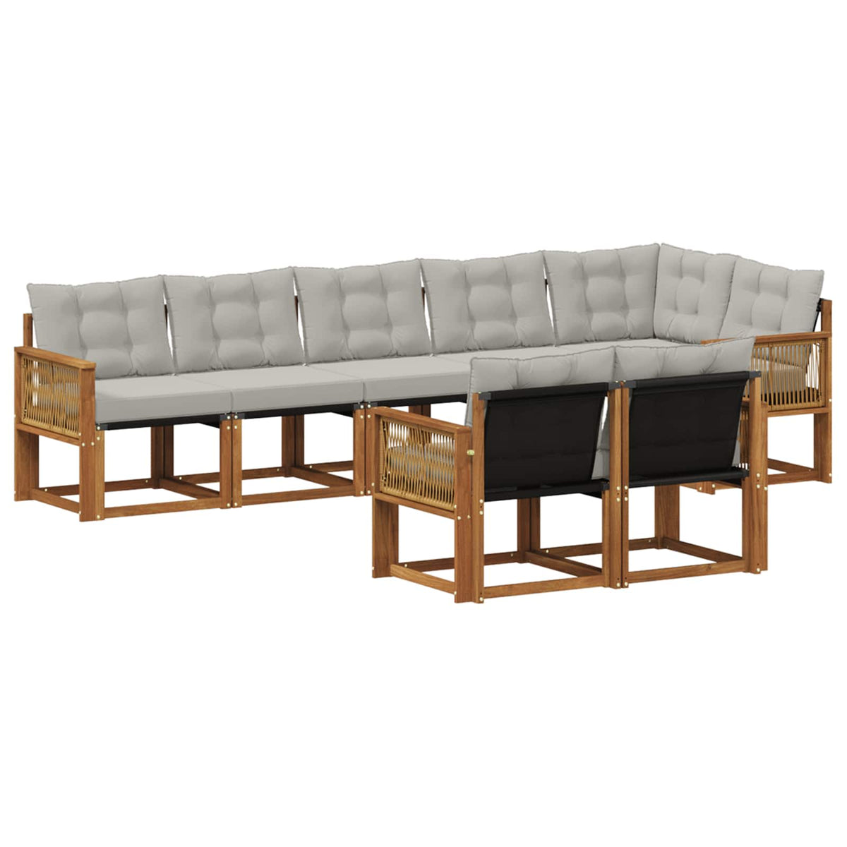 Set vanjskih sofa 8 kom. Prirodna i svjetlosiva Smeđa 302 x 124,5 x 73 cm