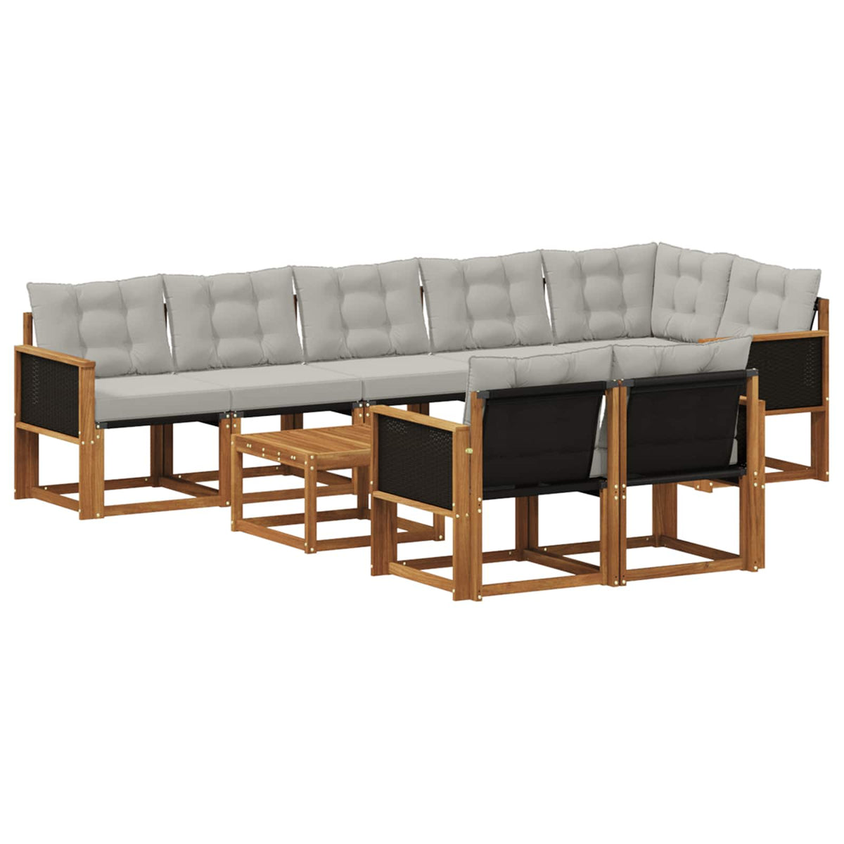 Set vanjskih sofa 9 kom. Prirodna i svjetlosiva