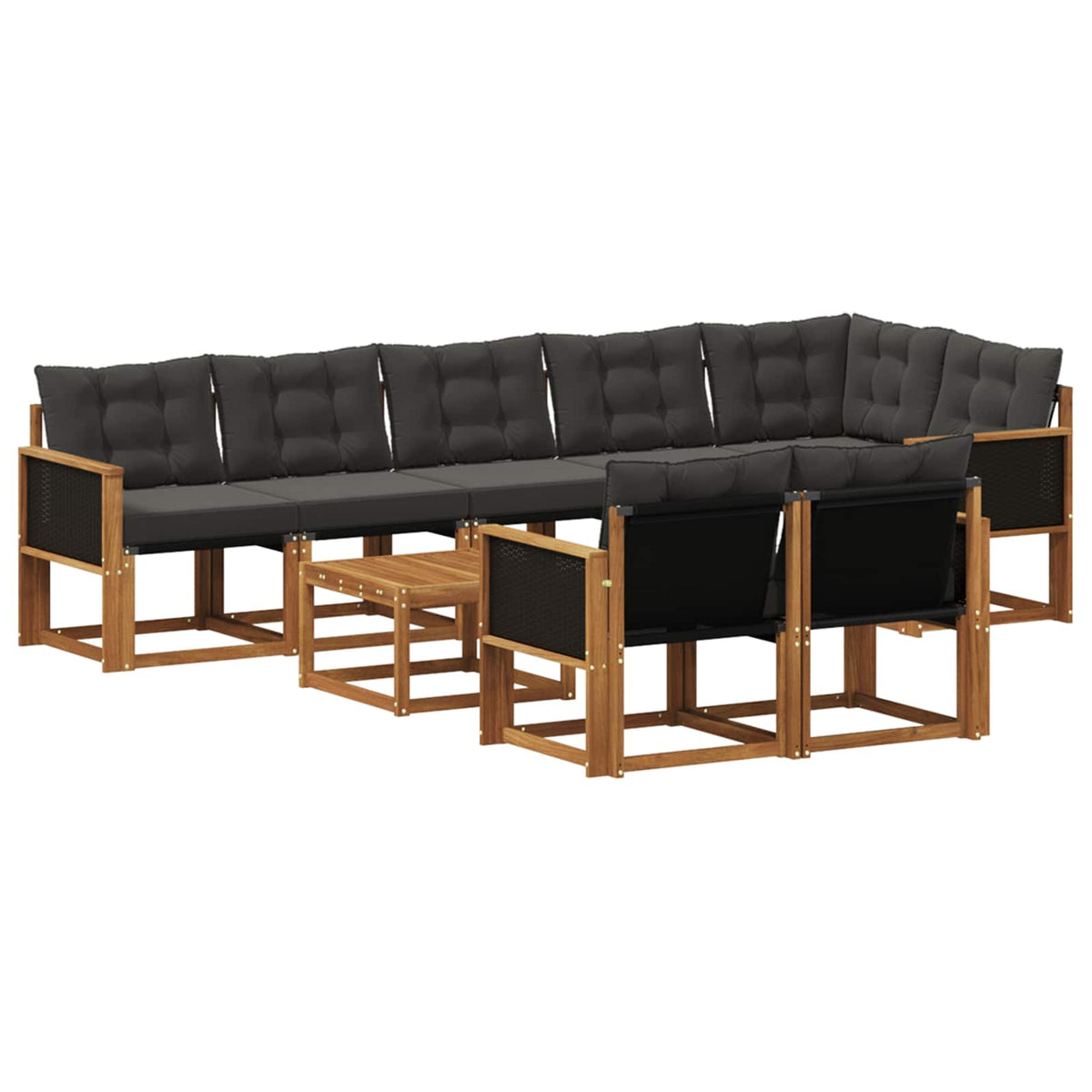 Set vanjskih sofa 9 kom. Prirodna i crna