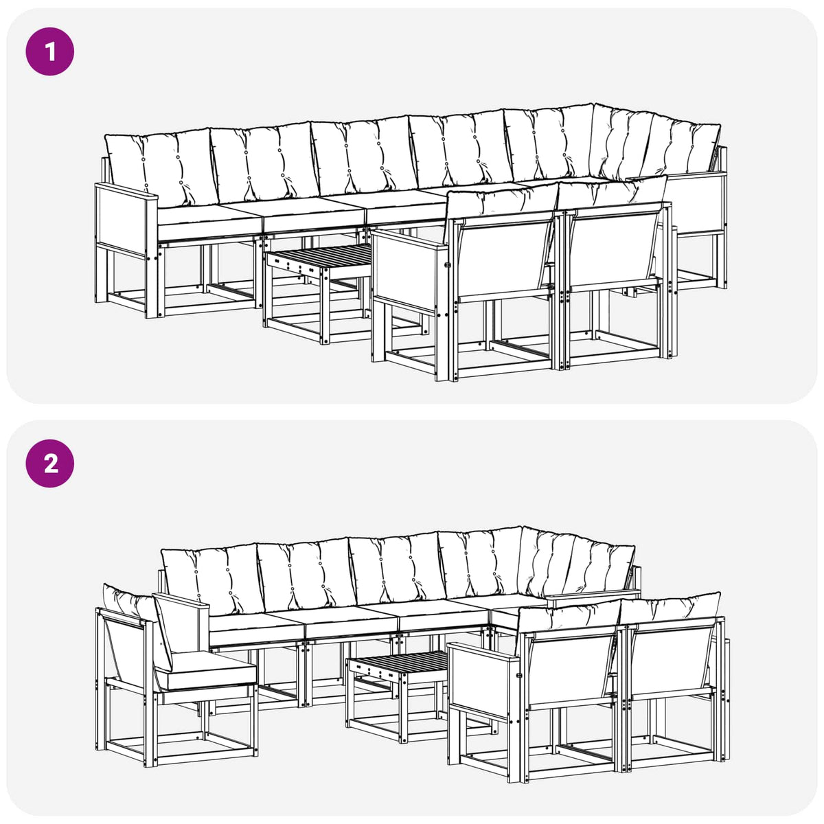 Set vanjskih sofa 9 kom. Prirodna i bež
