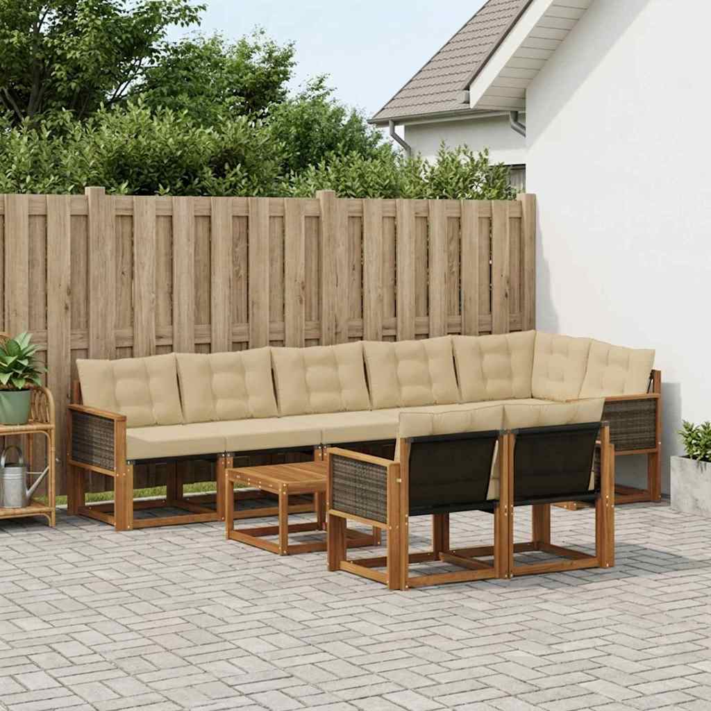 Set vanjskih sofa 9 kom. Prirodna i bež