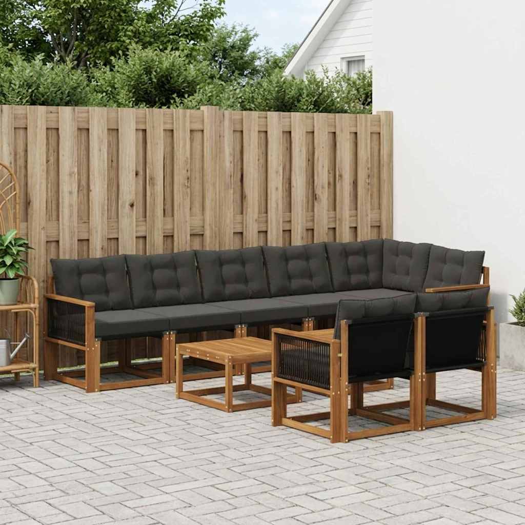 Set vanjskih sofa 9 kom. Prirodna i crna