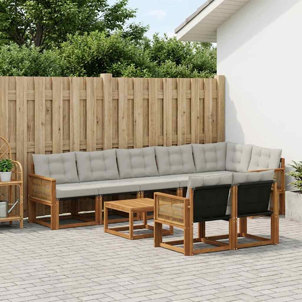 Set vanjskih sofa 9 kom. Prirodna i svjetlosiva