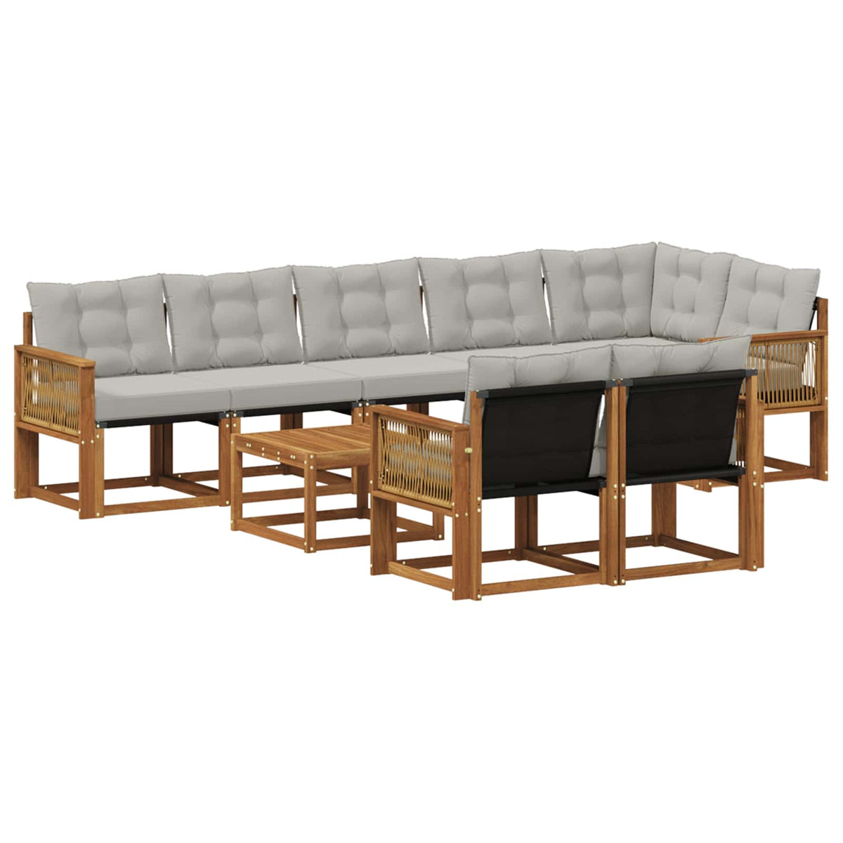 Set vanjskih sofa 9 kom. Prirodna i svjetlosiva