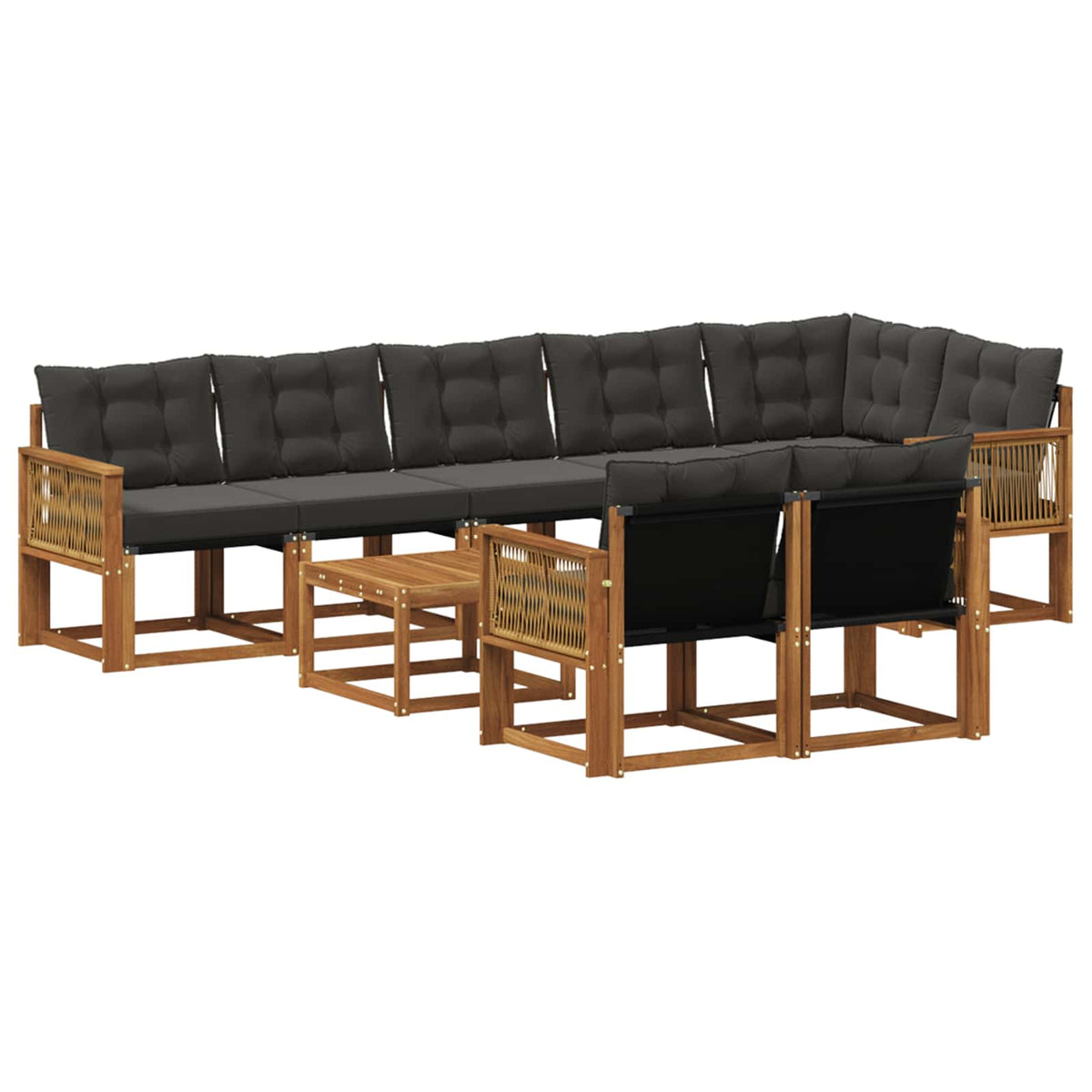 Set vanjskih sofa 9 kom. Prirodna i crna