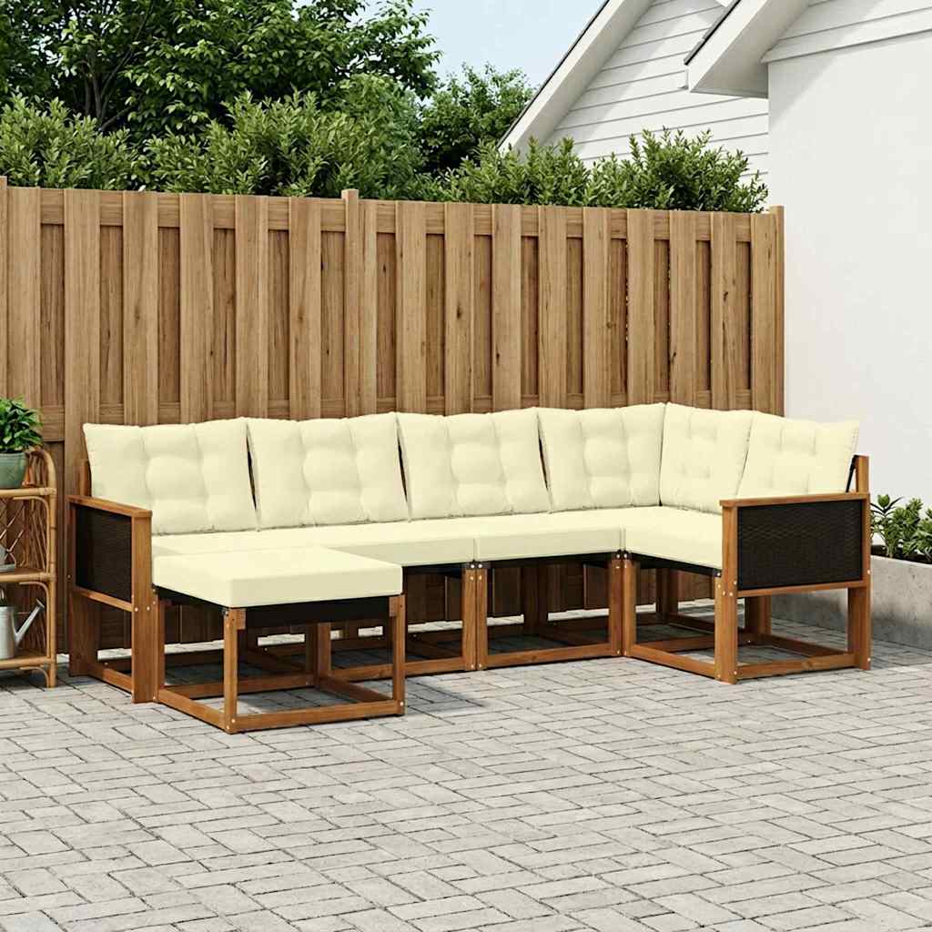 Set vanjskih sofa 6 kom. Prirodna i krem