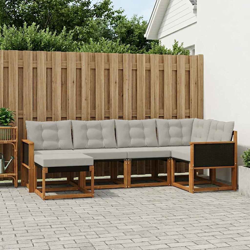 Set vanjskih sofa s jastukom 6 pcs Prirodna i svjetlosiva