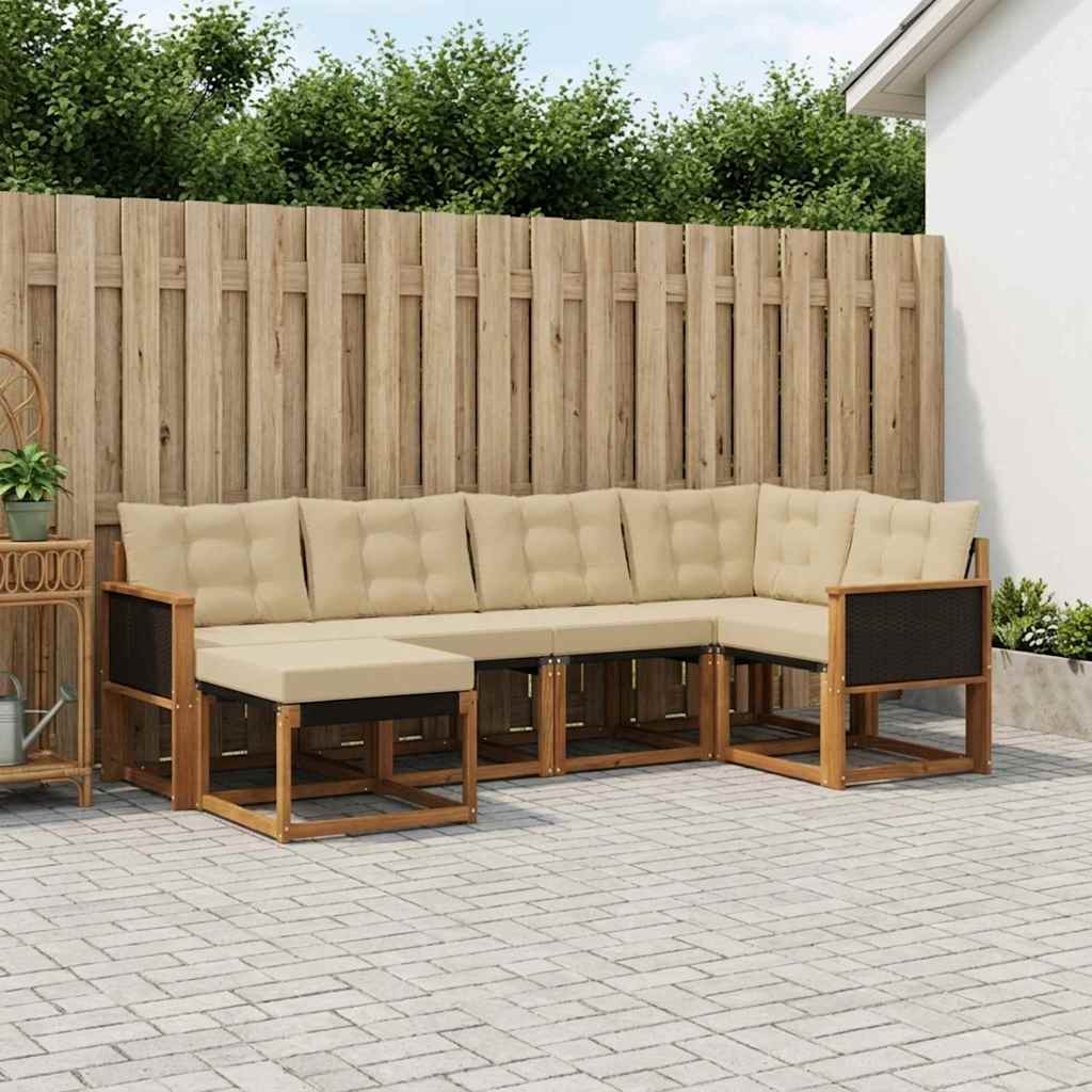 Set vanjskih sofa 6 kom. Prirodna i bež