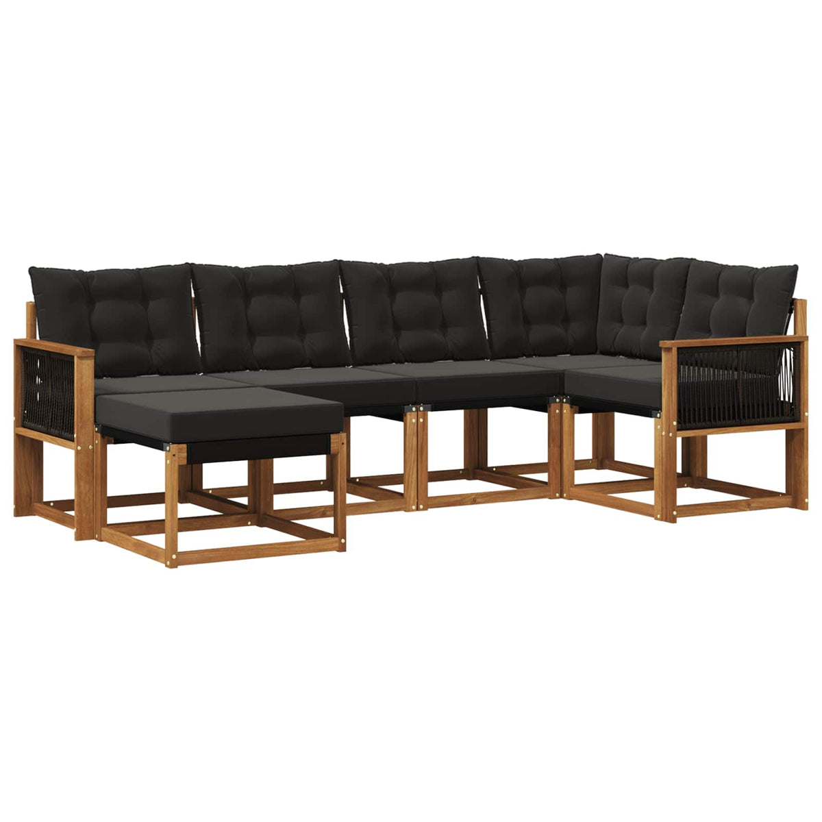 Set vanjskih sofa 6 kom. Prirodna i crna
