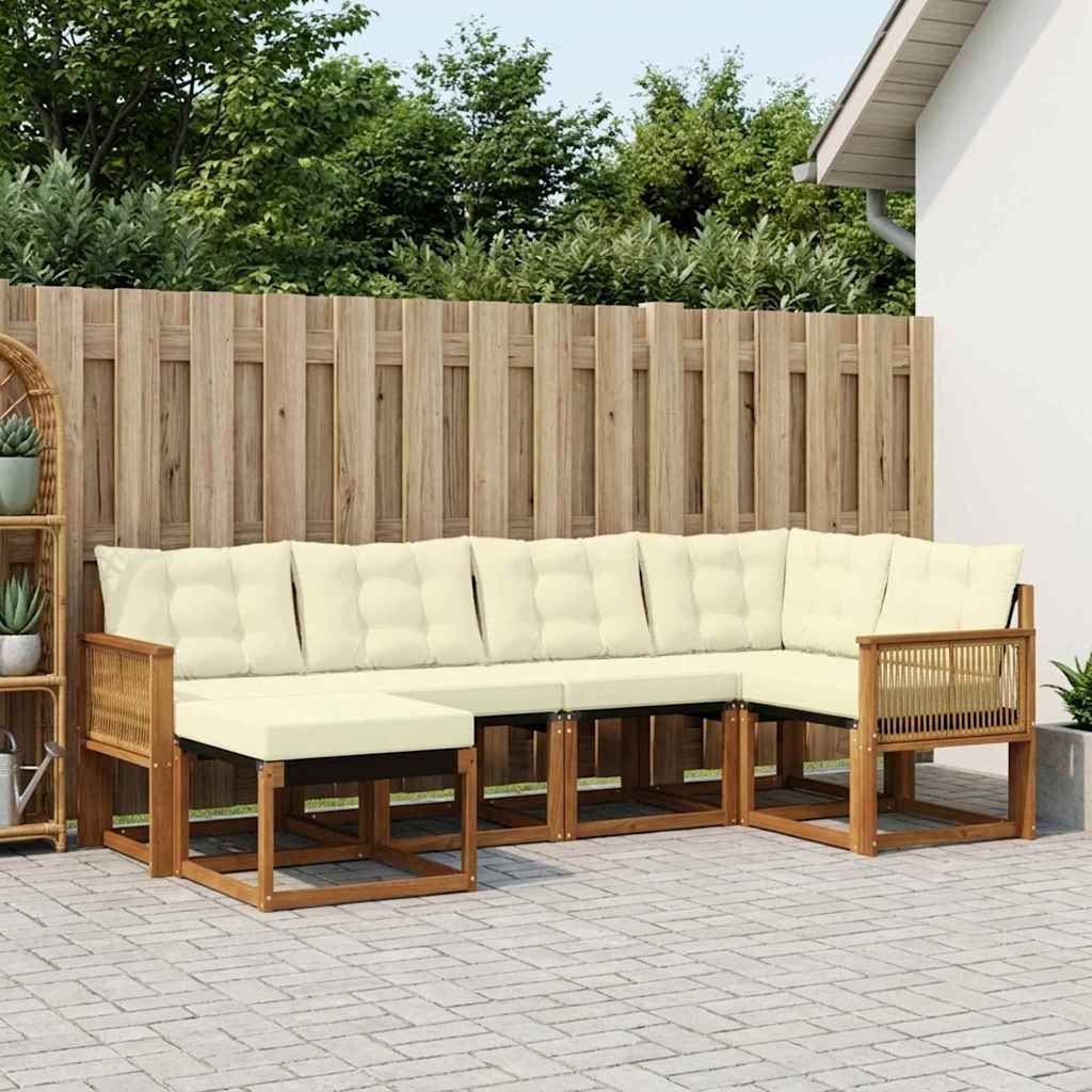 Set vanjskih sofa 6 kom. Prirodna i krem